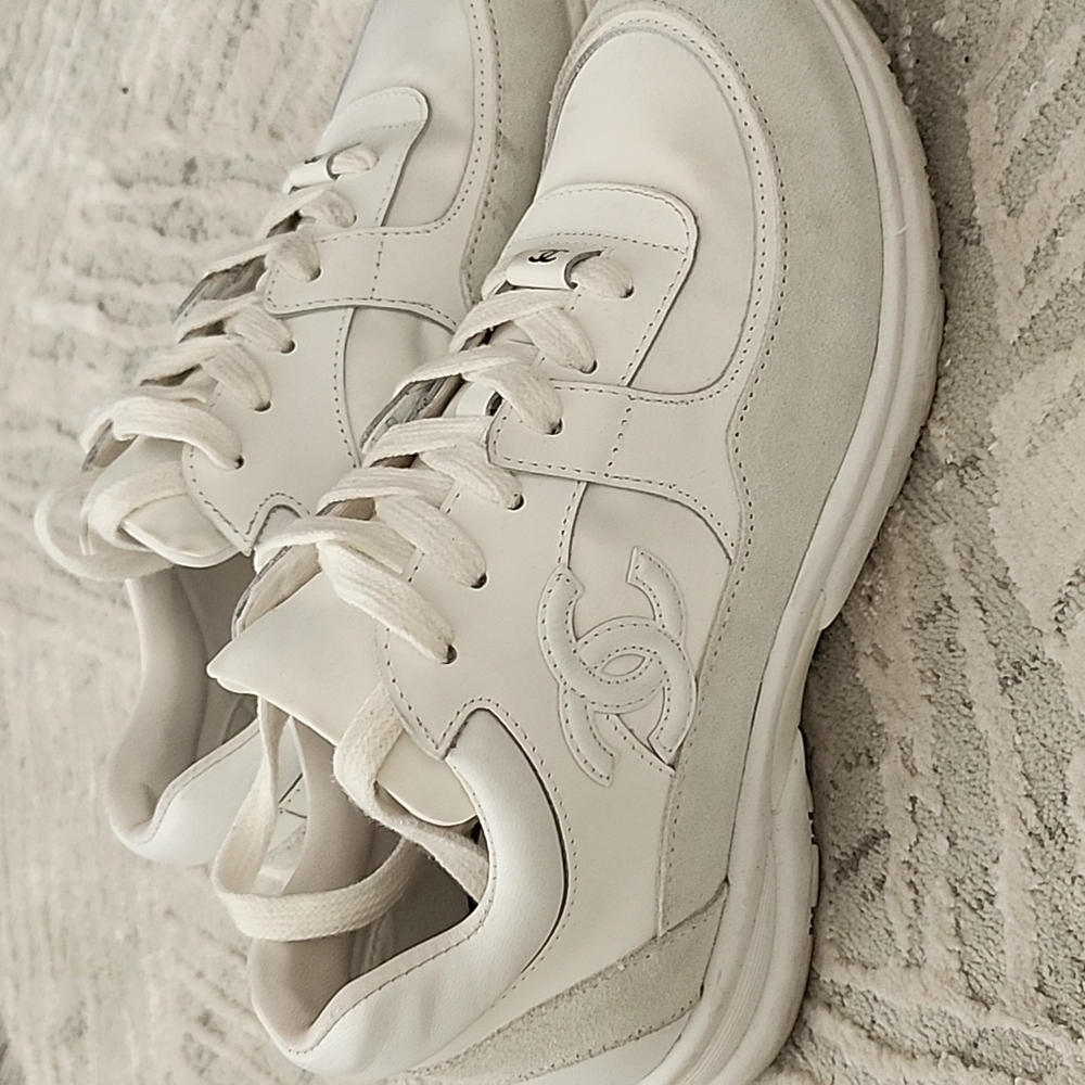 Chanel low top white trainers